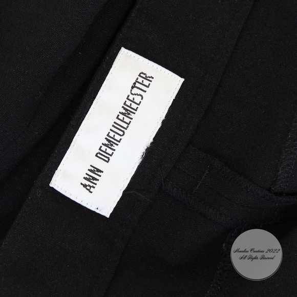 Ann Demeulemeester Cropped Trousers Pants with Cuff Black Sheer Wool - Picture 7 of 7